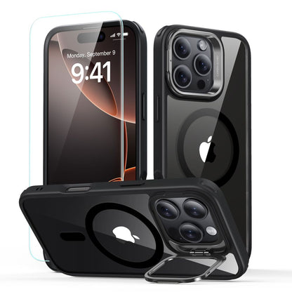 MagSafe Case for Apple iPhone 16 Pro, ESR, Classic Hybrid Kickstand with Screen Protector, Transparent Black