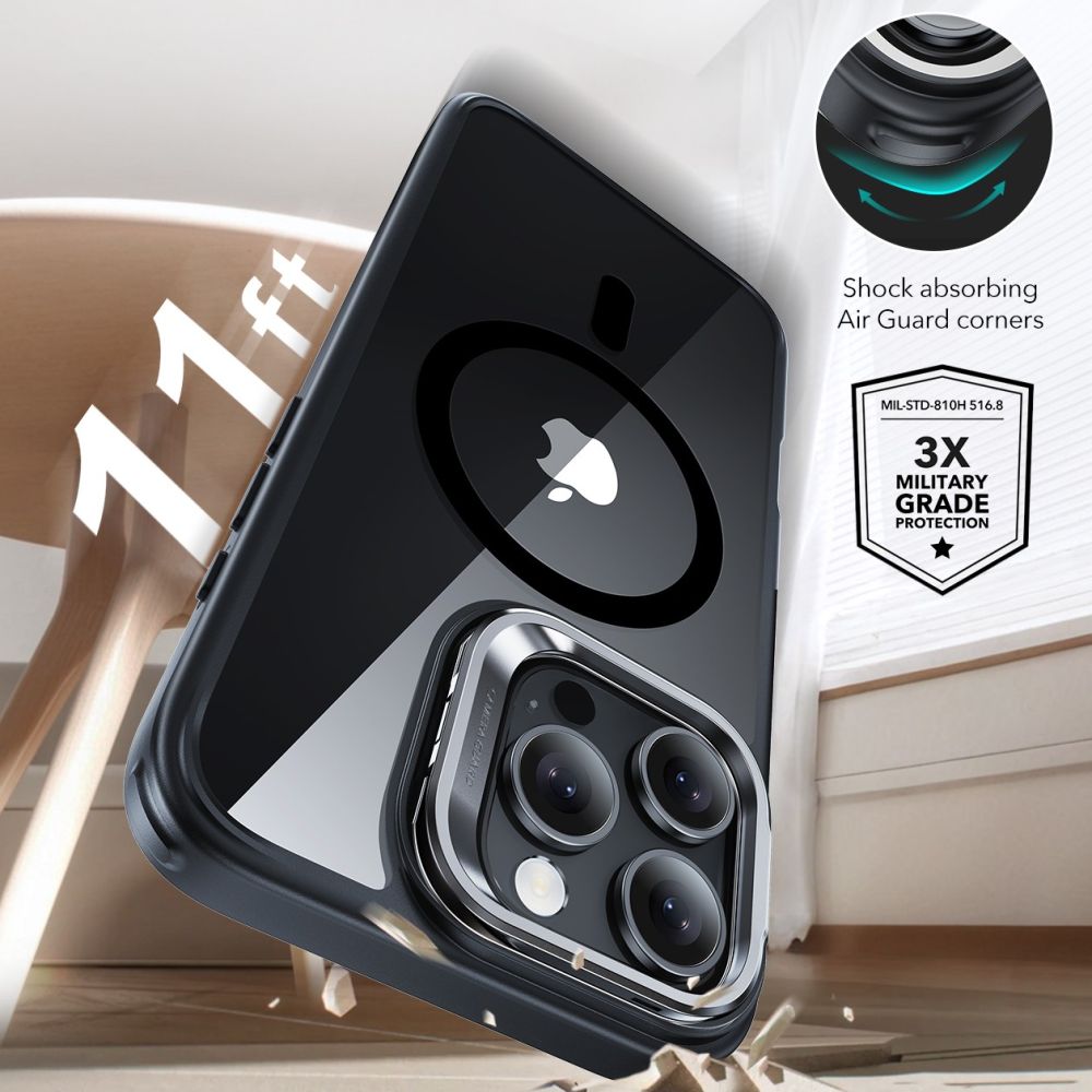 MagSafe Case for Apple iPhone 16 Pro, ESR, Classic Hybrid Kickstand with Screen Protector, Transparent Black