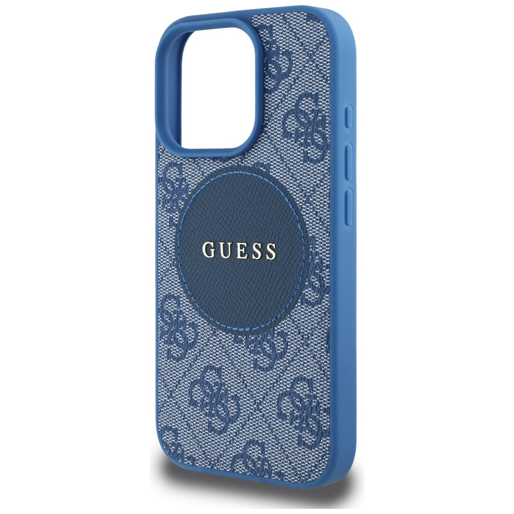 MagSafe Case for Apple iPhone 16 Pro, Guess, 4G Circle Classic Logo, Blue