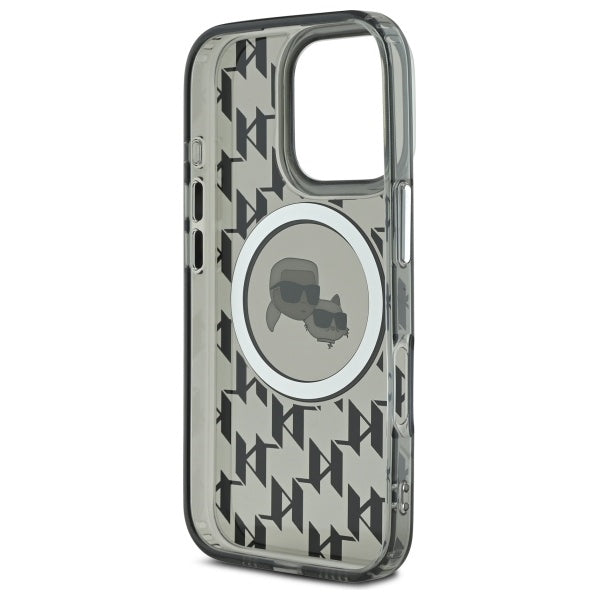 MagSafe Case for Apple iPhone 16 Pro, Karl Lagerfeld, IML Monogram Karl & Choupette's Heads, Black