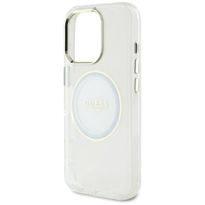 MagSafe Case for Apple iPhone 16 Pro Max, Guess, IML Metal Colored Circle, White