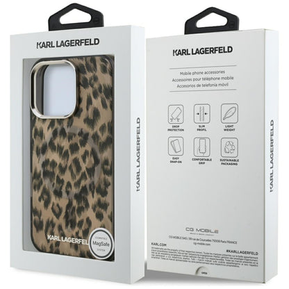 MagSafe Case for Apple iPhone 16 Pro Max, Karl Lagerfeld, IML Leopard Pattern, Brown
