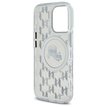 MagSafe Case for Apple iPhone 16 Pro Max, Karl Lagerfeld, IML Monogram Karl & Choupette's Heads, Transparent