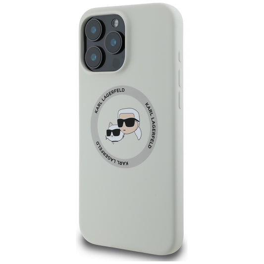 MagSafe Case for Apple iPhone 16 Pro Max, Karl Lagerfeld, Silicone Karl & Choupette's Heads, Beige