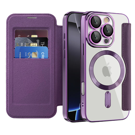 MagSafe Case for Apple iPhone 16 Pro Max, Techsuit, SmartMag Book, Purple