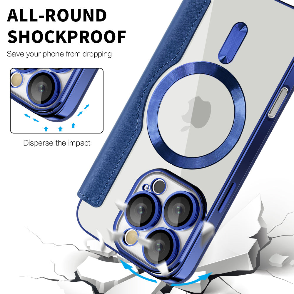 MagSafe Case for Apple iPhone 16 Pro, Techsuit, SmartMag Book, Blue
