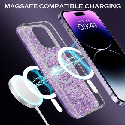 MagSafe Case for Apple iPhone 16 Pro, Techsuit, Sparkly Glitter, Purple