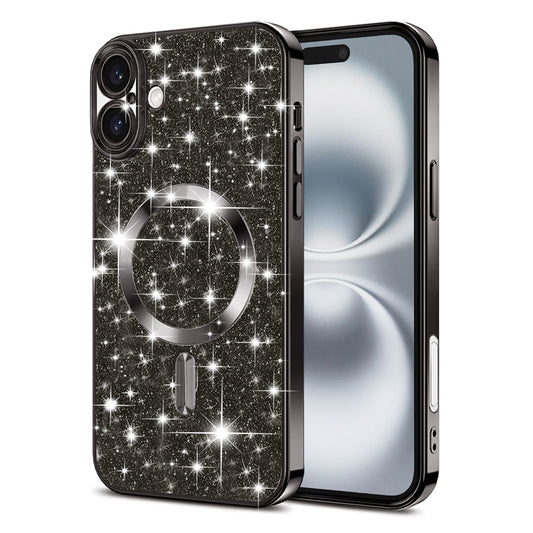 MagSafe Case for Apple iPhone 16, Techsuit, Luxury Glitter, Black