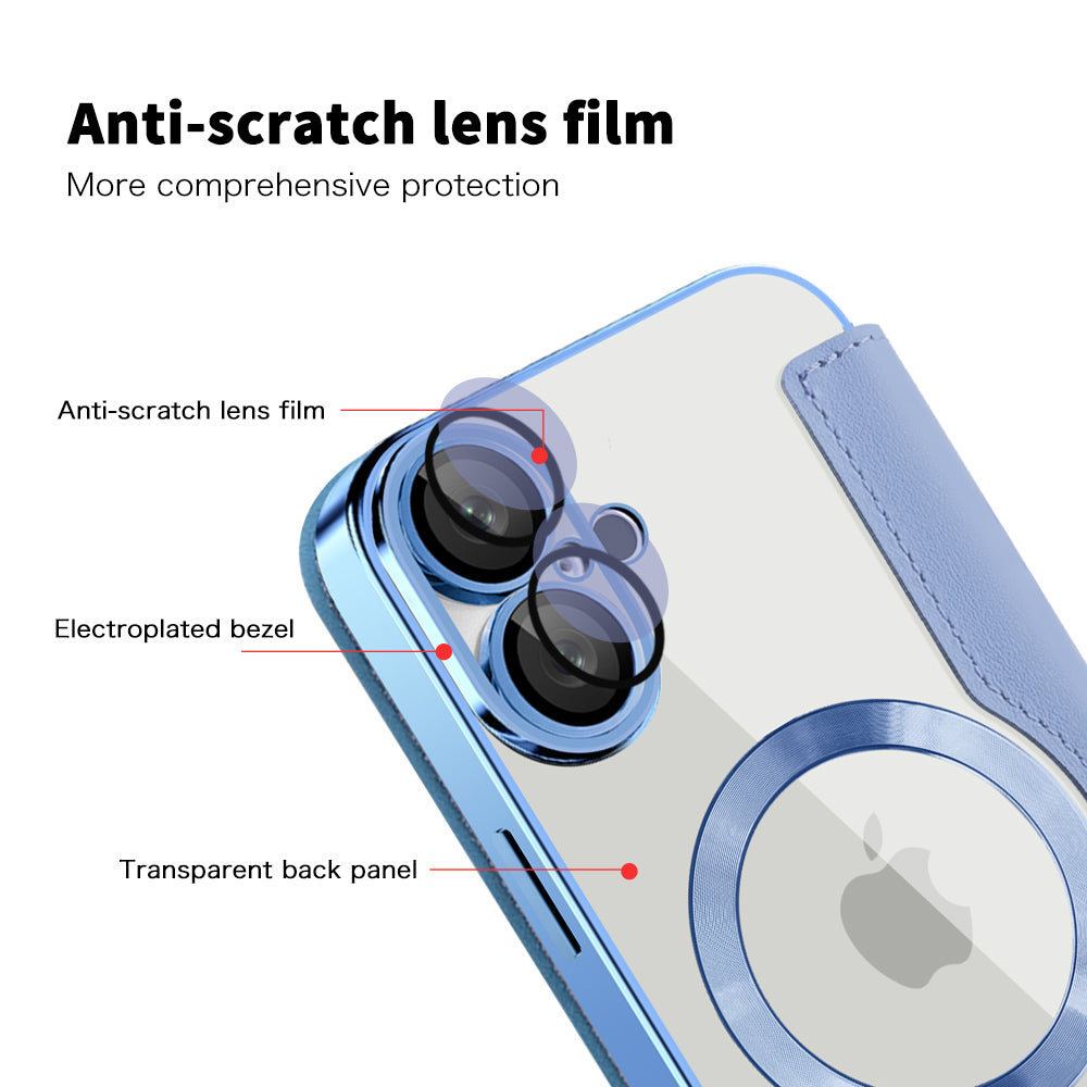 MagSafe Case for Apple iPhone 16, Techsuit, SmartMag Book, Blue