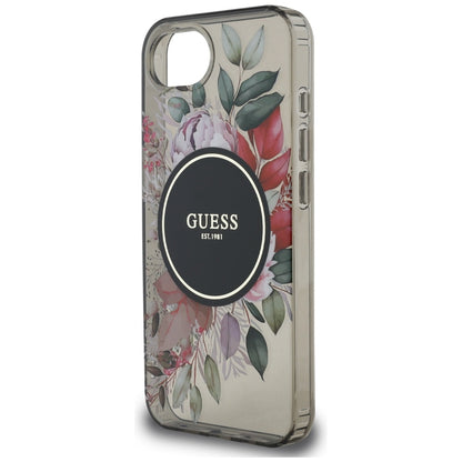 MagSafe Case for Apple iPhone 16e, Guess, IML Flowers, Black