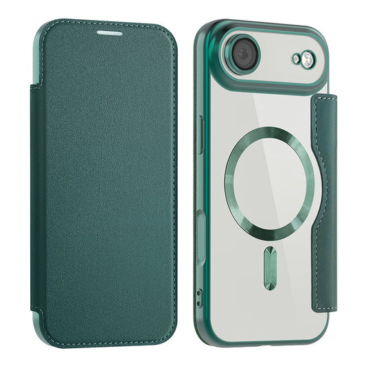 MagSafe Case for Apple iPhone 17 Air, Techsuit, SmartMag Book, Green
