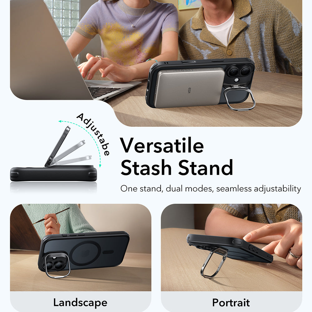 MagSafe Case for Apple iPhone 17, ESR, Classic Hybrid Kickstand, Satin Black