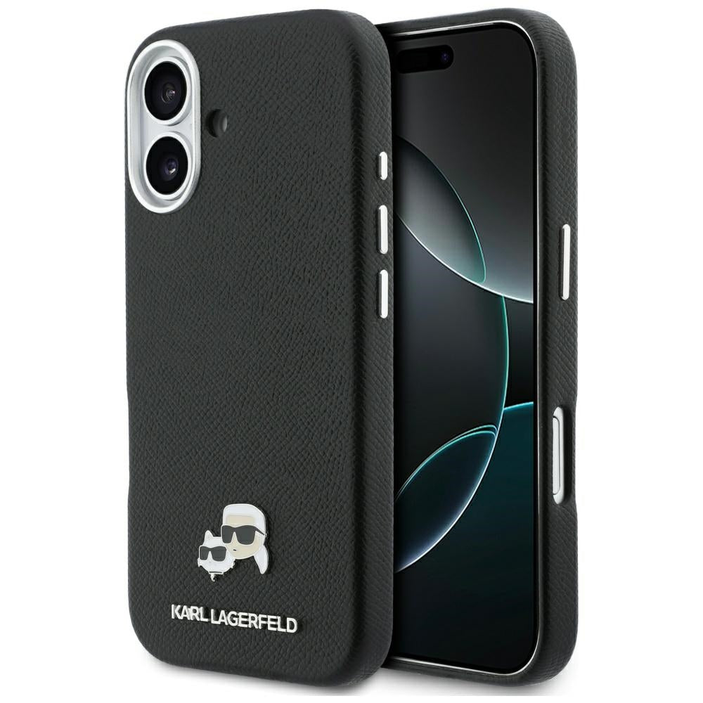 MagSafe Case for Apple iPhone 17, Karl Lagerfeld, Karl & Choupette Head's Pin, Black