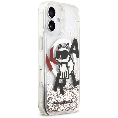 MagSafe Case for Apple iPhone 17, Karl Lagerfeld, Liquid Glitter Choupette Logo, Transparent