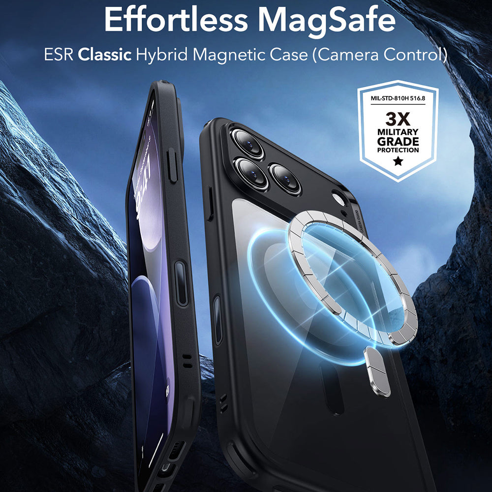 MagSafe Case for Apple iPhone 17 Pro, ESR, Classic Hybrid, Black Transparent