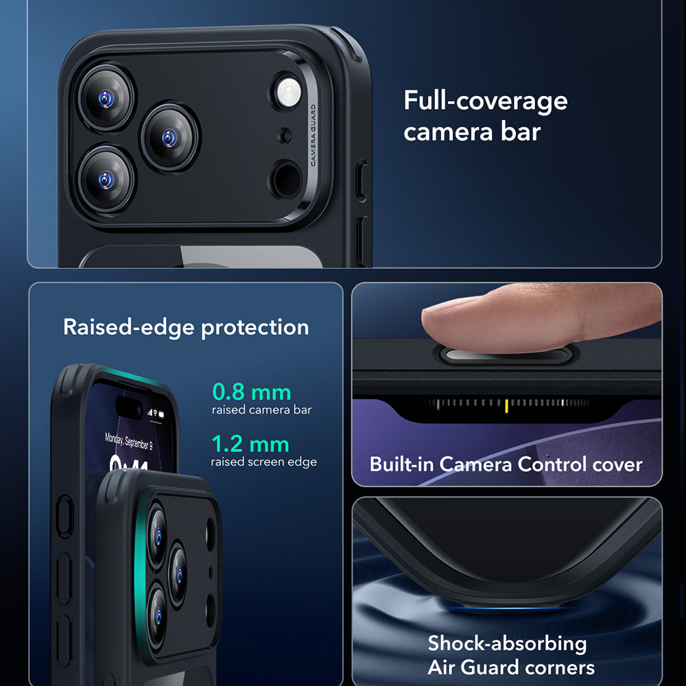 MagSafe Case for Apple iPhone 17 Pro, ESR, Classic Hybrid, Black Transparent