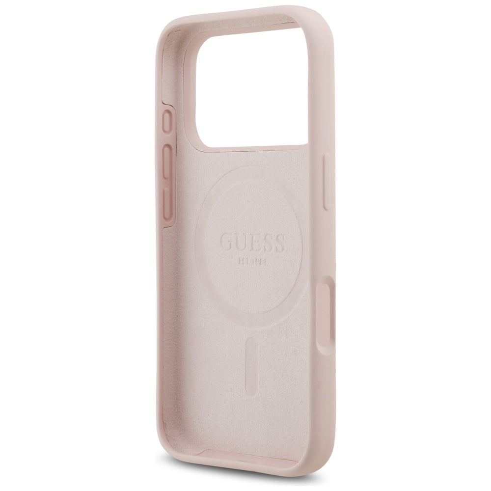 MagSafe Case for Apple iPhone 17 Pro, Guess, Script Metal Logo, Light Pink