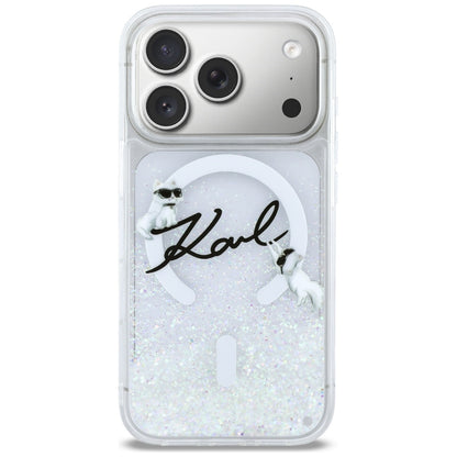 MagSafe Case for Apple iPhone 17 Pro, Karl Lagerfeld, Glitter Karl Script Logo, Transparent