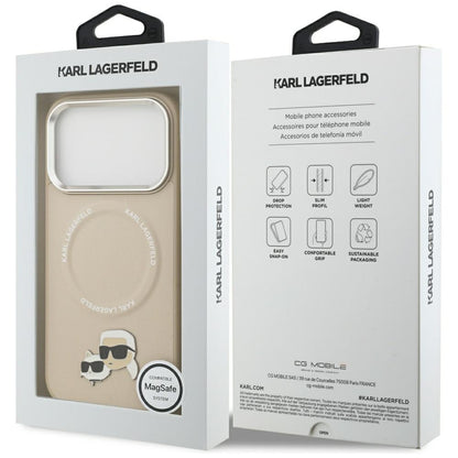 MagSafe Case for Apple iPhone 17 Pro, Karl Lagerfeld, Karl & Choupette Pins, Beige