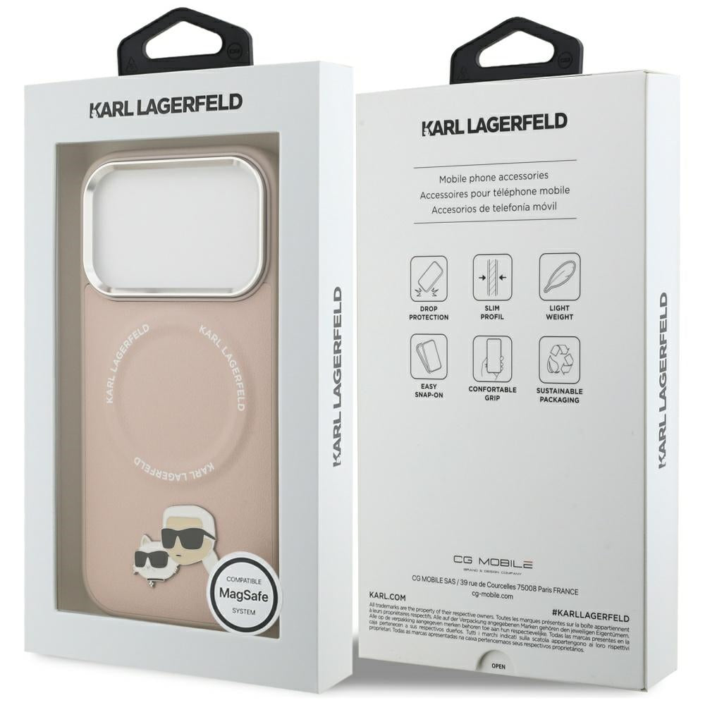 MagSafe Case for Apple iPhone 17 Pro, Karl Lagerfeld, Karl & Choupette Pins, Pink