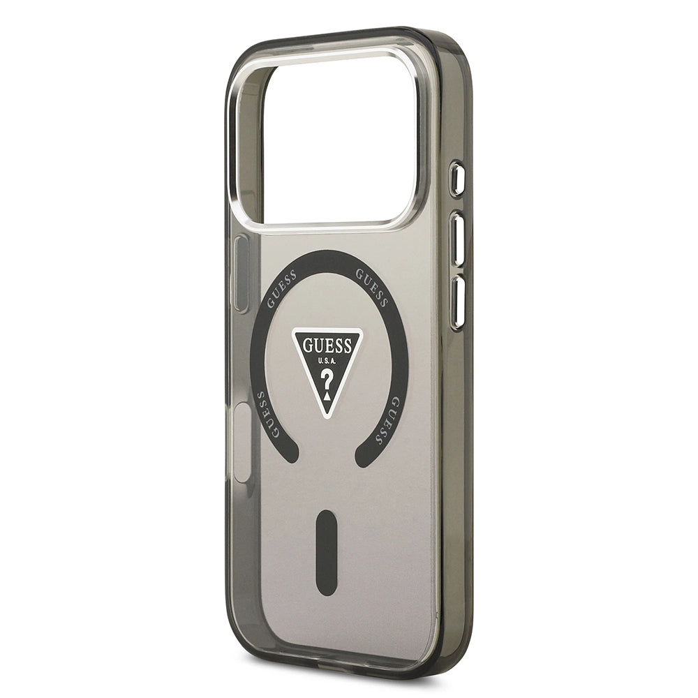 MagSafe Case for Apple iPhone 17 Pro Max, Guess, IML Gradient Triangle Logo, Black Silver