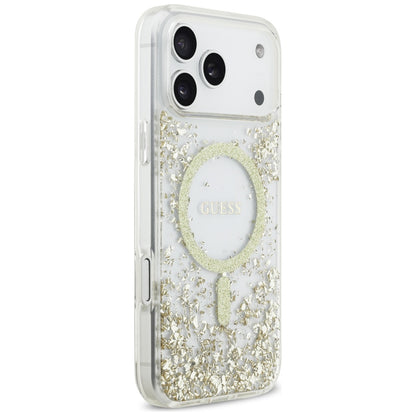MagSafe Case for Apple iPhone 17 Pro Max, Guess, Resin Bottom Glitter, Gold