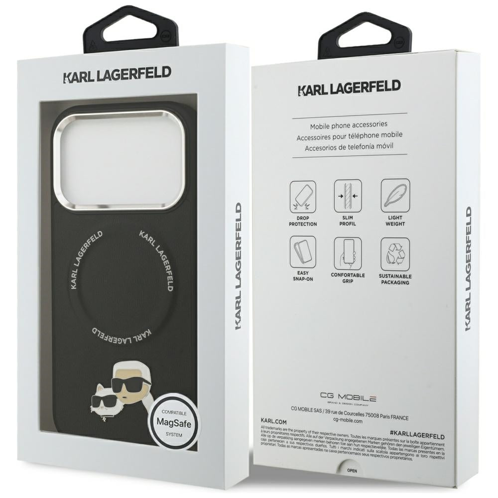 MagSafe Case for Apple iPhone 17 Pro Max, Karl Lagerfeld, Karl & Choupette Pins, Black