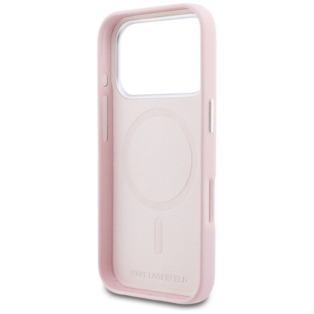 MagSafe Case for Apple iPhone 17 Pro Max, Karl Lagerfeld, Karl Head Logo, Pink