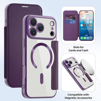 MagSafe Case for Apple iPhone 17 Pro Max, Techsuit, SmartMag Book, Purple