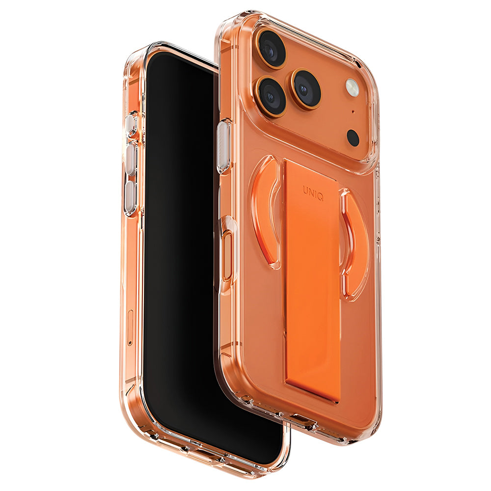 MagSafe Case for Apple iPhone 17 Pro, UNIQ, Heldro Air MagClick, Transparent Orange