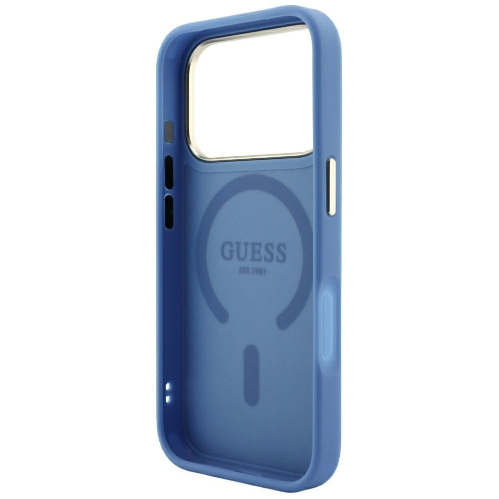 MagSafe Case for Apple iPhone 18 Pro / 17 Pro, Guess, 4G Embossed Classic, Blue