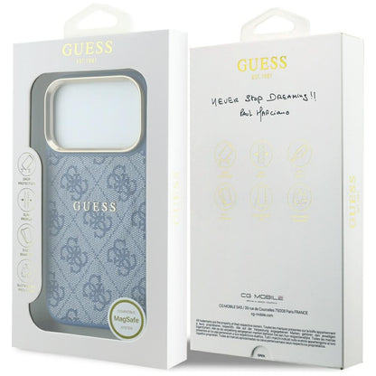 MagSafe Case for Apple iPhone 18 Pro / 17 Pro, Guess, 4G Embossed Classic, Blue