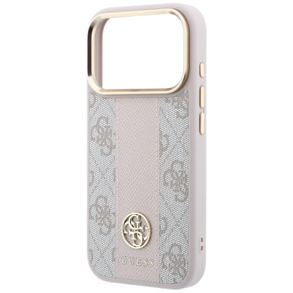 MagSafe Case for Apple iPhone 18 Pro / 17 Pro, Guess, 4G Stripe Round Classic Logo, Pink