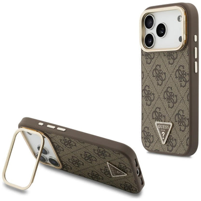 MagSafe Case for Apple iPhone 18 Pro / 17 Pro, Guess, 4G Triangle Logo & Camera Stand, Brown