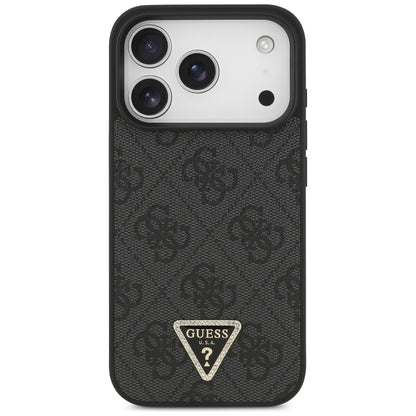 MagSafe Case for Apple iPhone 18 Pro / 17 Pro, Guess, 4G Triangle Strass, Black