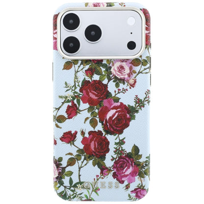 MagSafe Case for Apple iPhone 18 Pro / 17 Pro, Guess, Blossom Roses Print, Blue