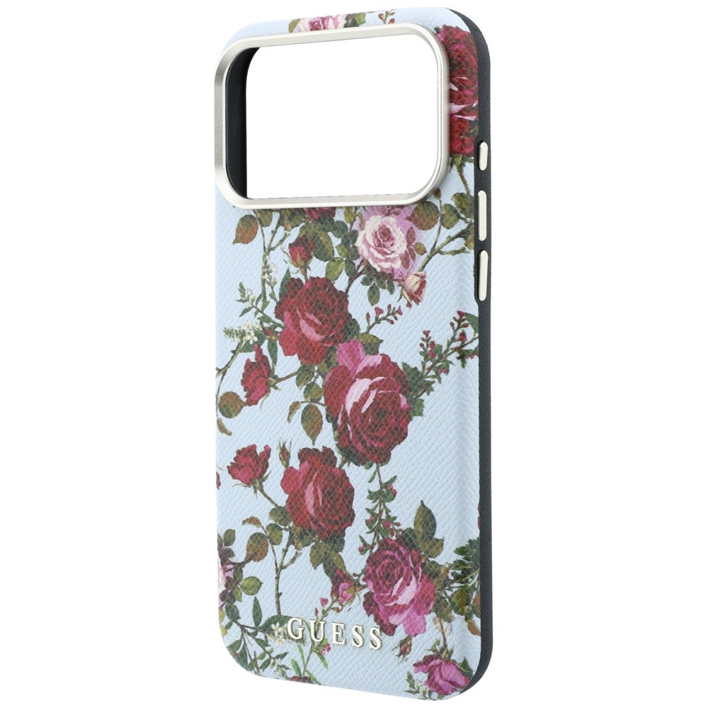 MagSafe Case for Apple iPhone 18 Pro / 17 Pro, Guess, Blossom Roses Print, Blue
