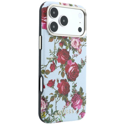 MagSafe Case for Apple iPhone 18 Pro / 17 Pro, Guess, Blossom Roses Print, Blue