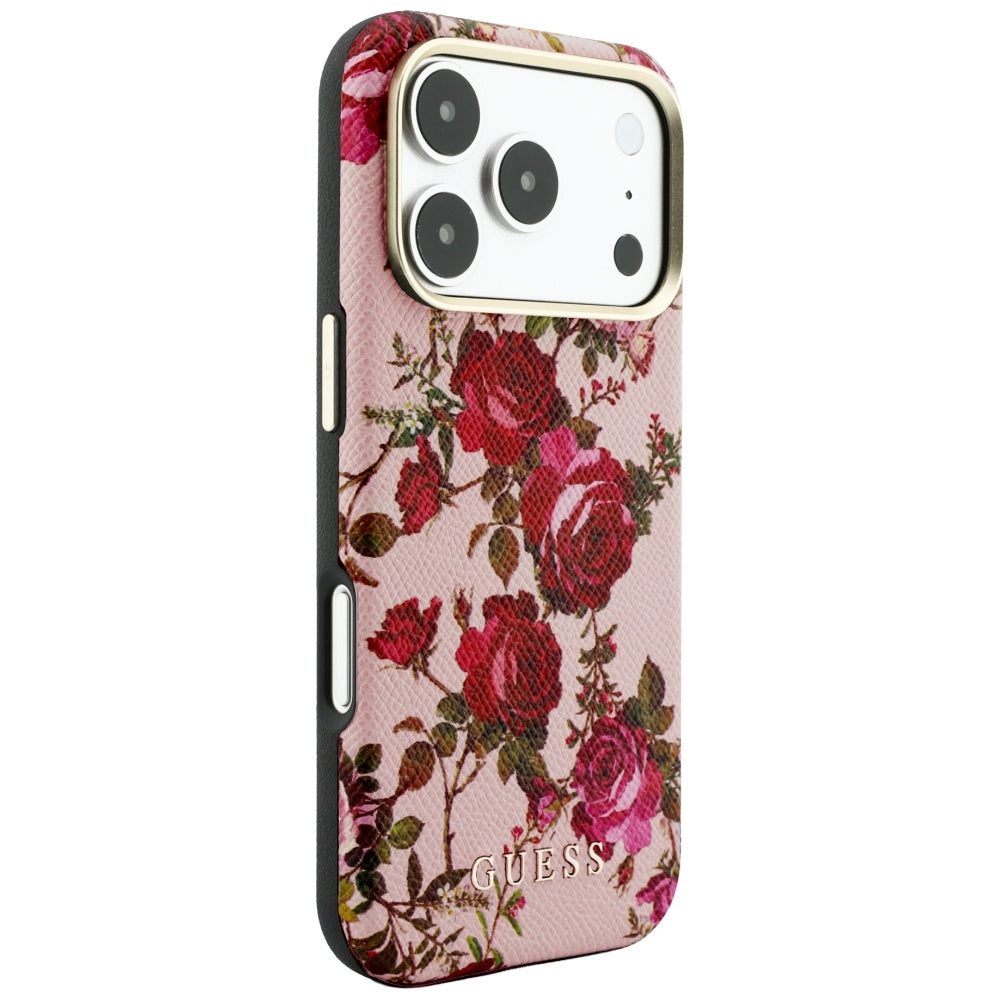 MagSafe Case for Apple iPhone 18 Pro / 17 Pro, Guess, Blossom Roses Print, Pink