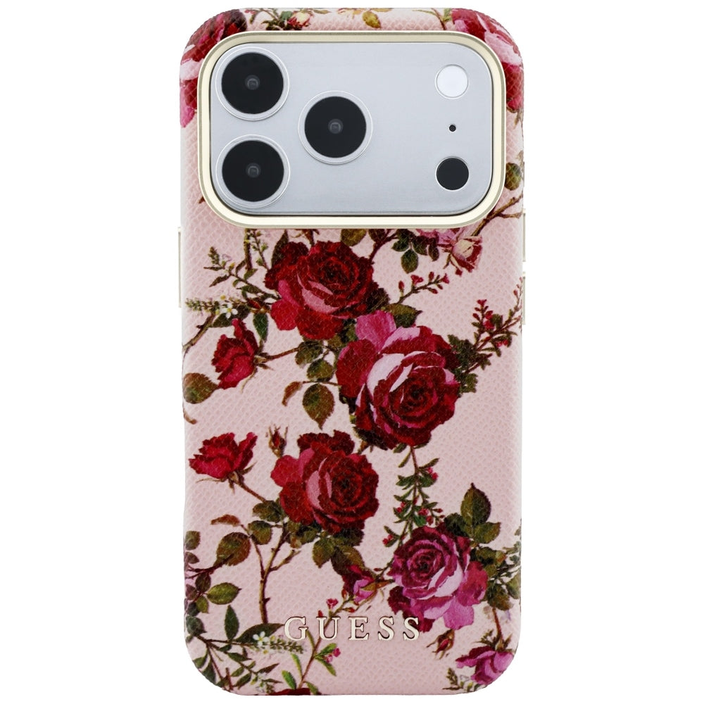 MagSafe Case for Apple iPhone 18 Pro / 17 Pro, Guess, Blossom Roses Print, Pink