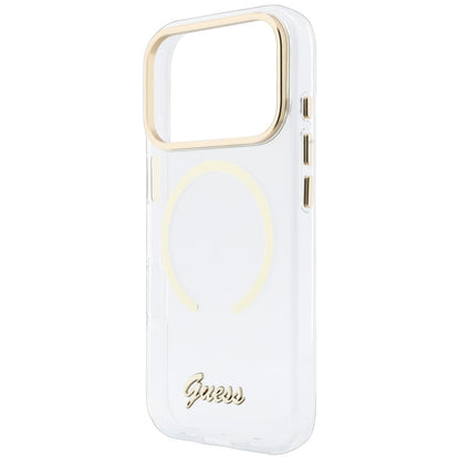 MagSafe Case for Apple iPhone 18 Pro / 17 Pro, Guess, IML Script Metal, Transparent