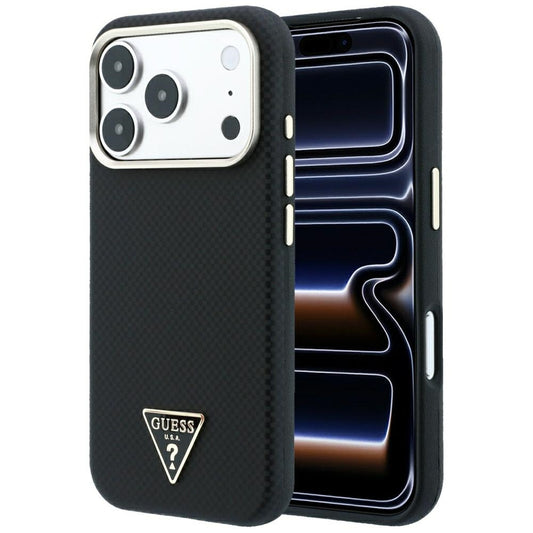 MagSafe Case for Apple iPhone 18 Pro / 17 Pro, Guess, Kevlar Triangle Logo, Black