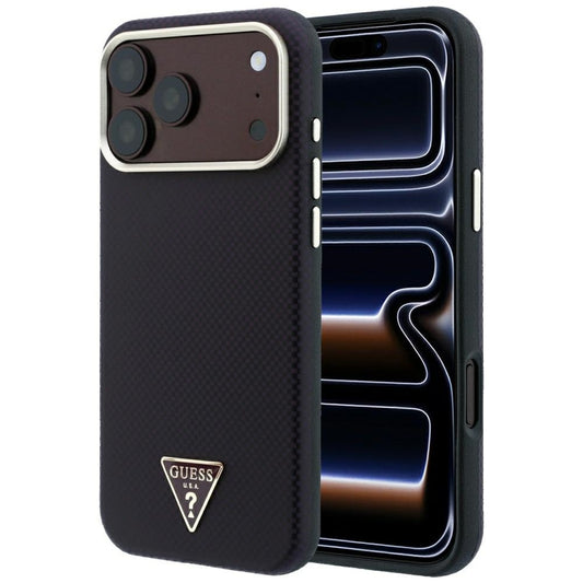 MagSafe Case for Apple iPhone 18 Pro / 17 Pro, Guess, Kevlar Triangle Logo, Burgundy