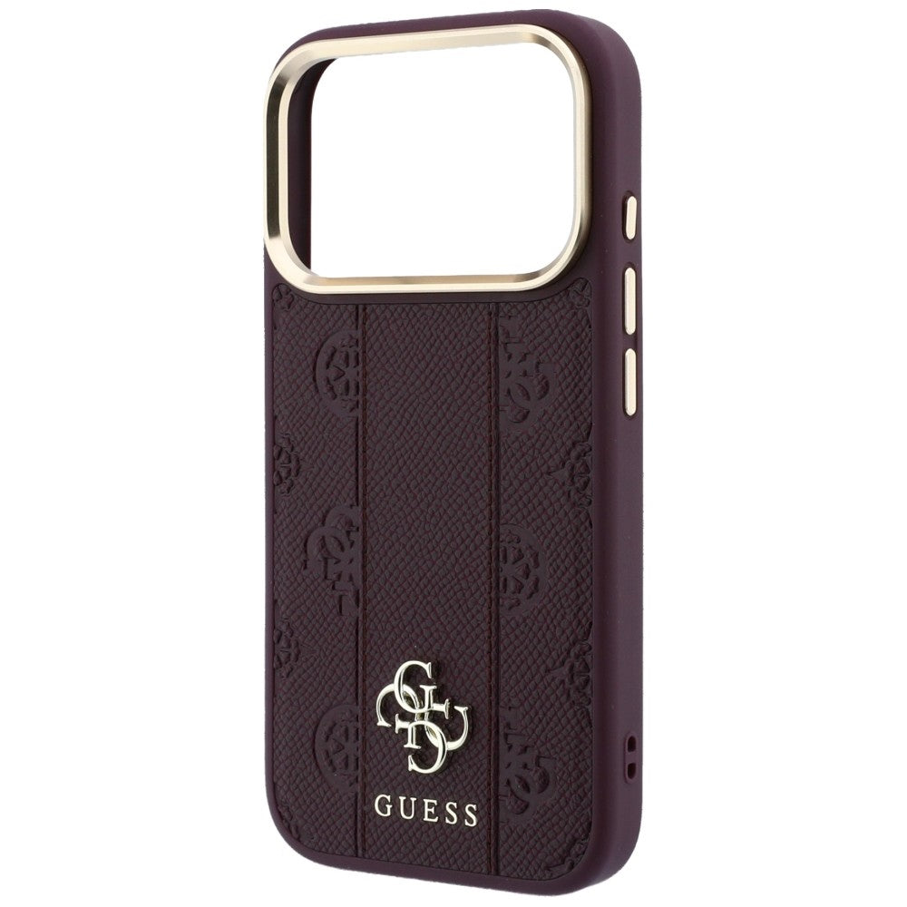 MagSafe Case for Apple iPhone 18 Pro / 17 Pro, Guess, Stripe Peony 4G, Burgundy