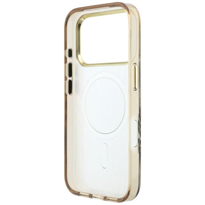 MagSafe Case for Apple iPhone 18 Pro / 17 Pro, Guess, Zebra Glitter Triangle Logo, Gold