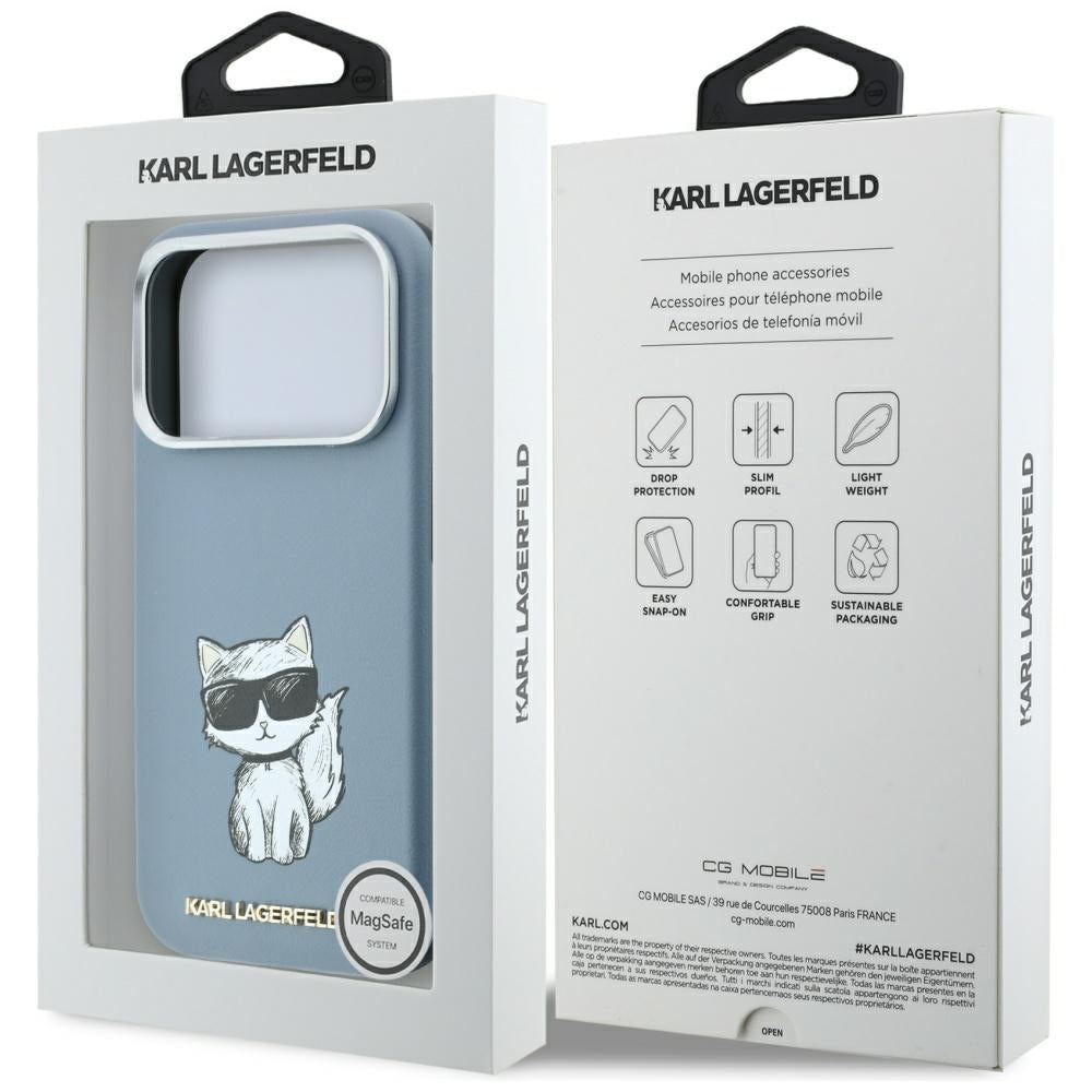 MagSafe Case for Apple iPhone 18 Pro / 17 Pro, Karl Lagerfeld, Choupette Sketch, Blue