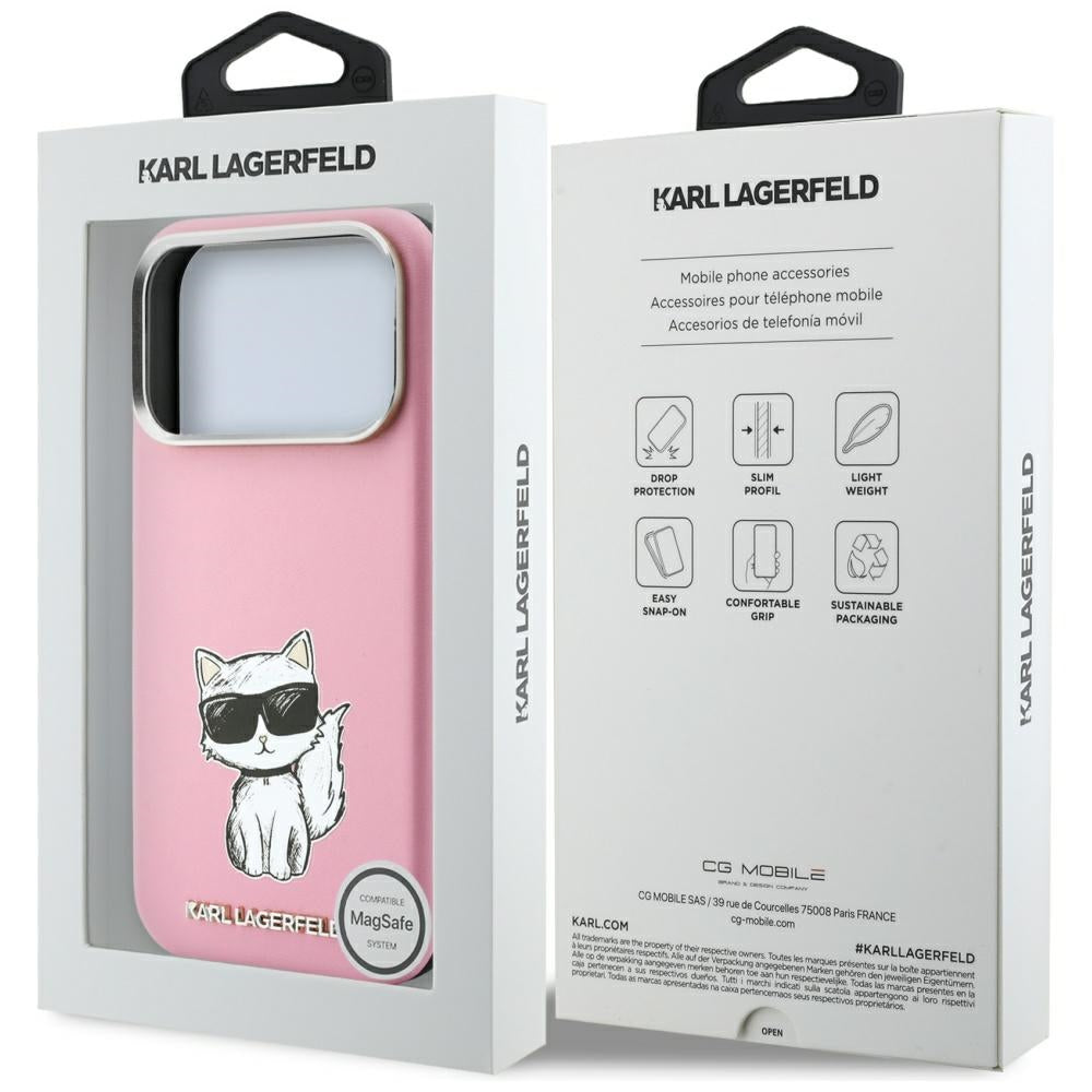 MagSafe Case for Apple iPhone 18 Pro / 17 Pro, Karl Lagerfeld, Choupette Sketch, Pink