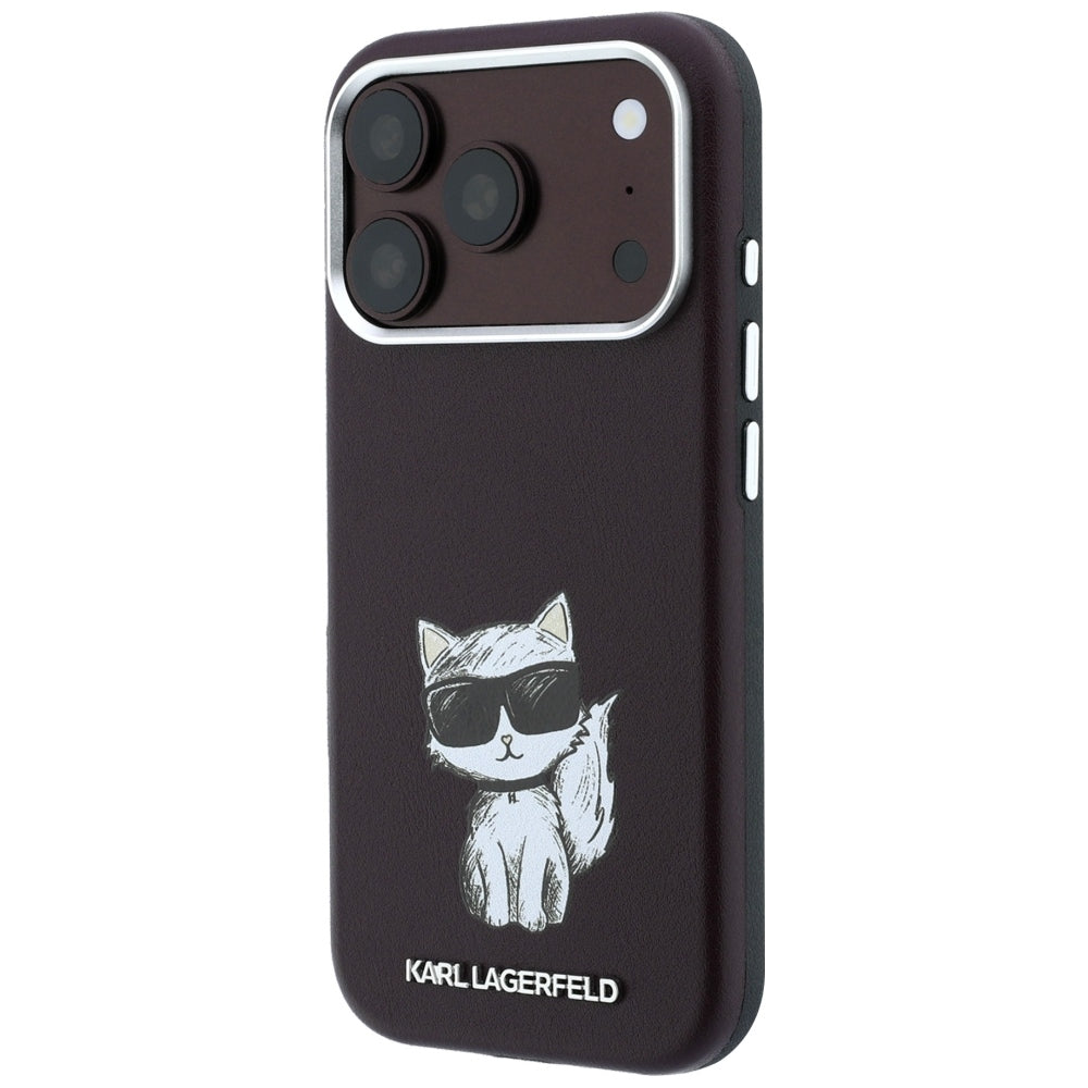 MagSafe Case for Apple iPhone 18 Pro / 17 Pro, Karl Lagerfeld, Choupette Sketch, Burgundy