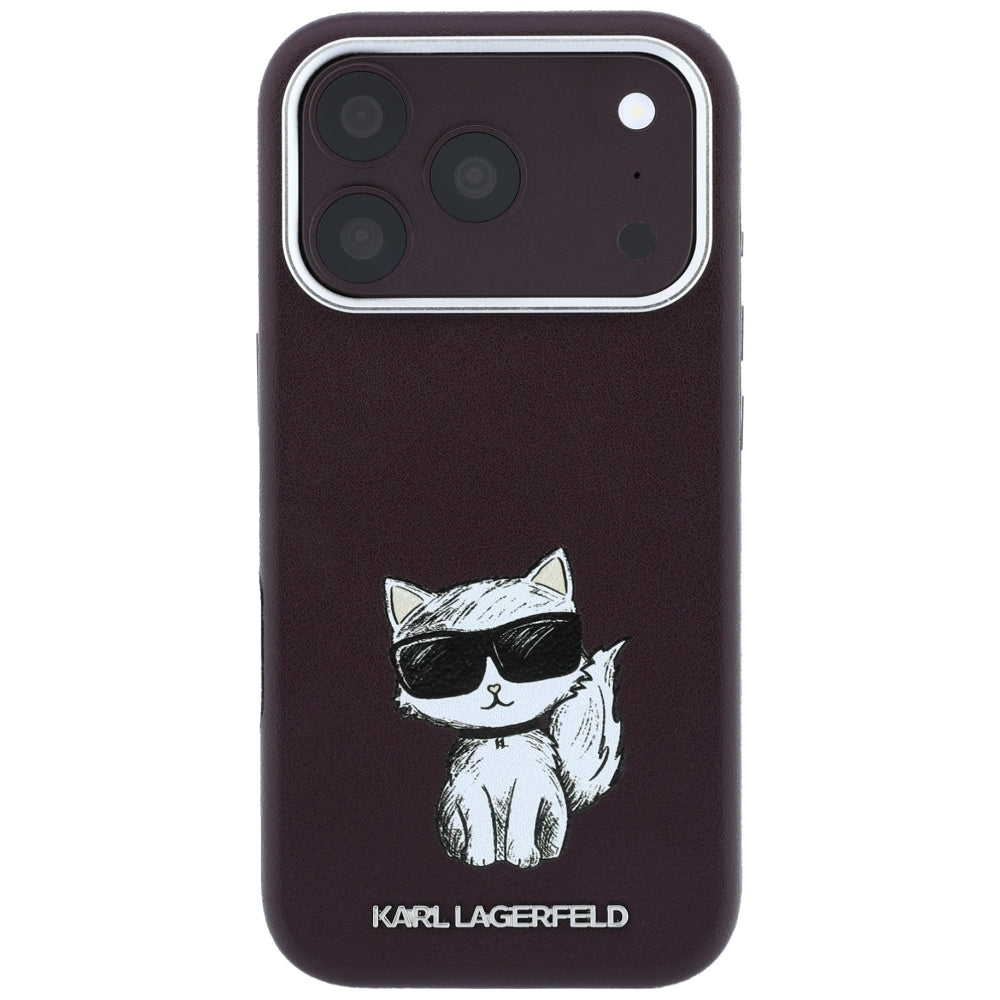 MagSafe Case for Apple iPhone 18 Pro / 17 Pro, Karl Lagerfeld, Choupette Sketch, Burgundy