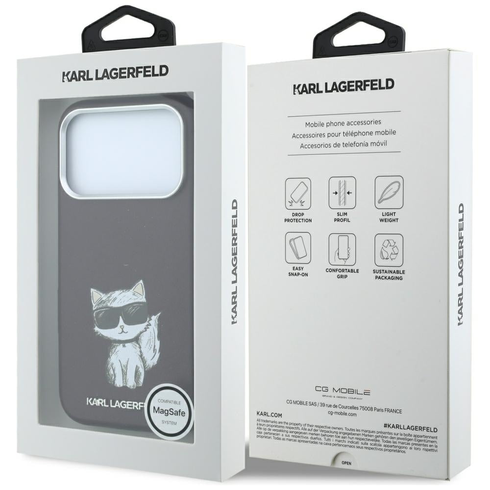 MagSafe Case for Apple iPhone 18 Pro / 17 Pro, Karl Lagerfeld, Choupette Sketch, Burgundy